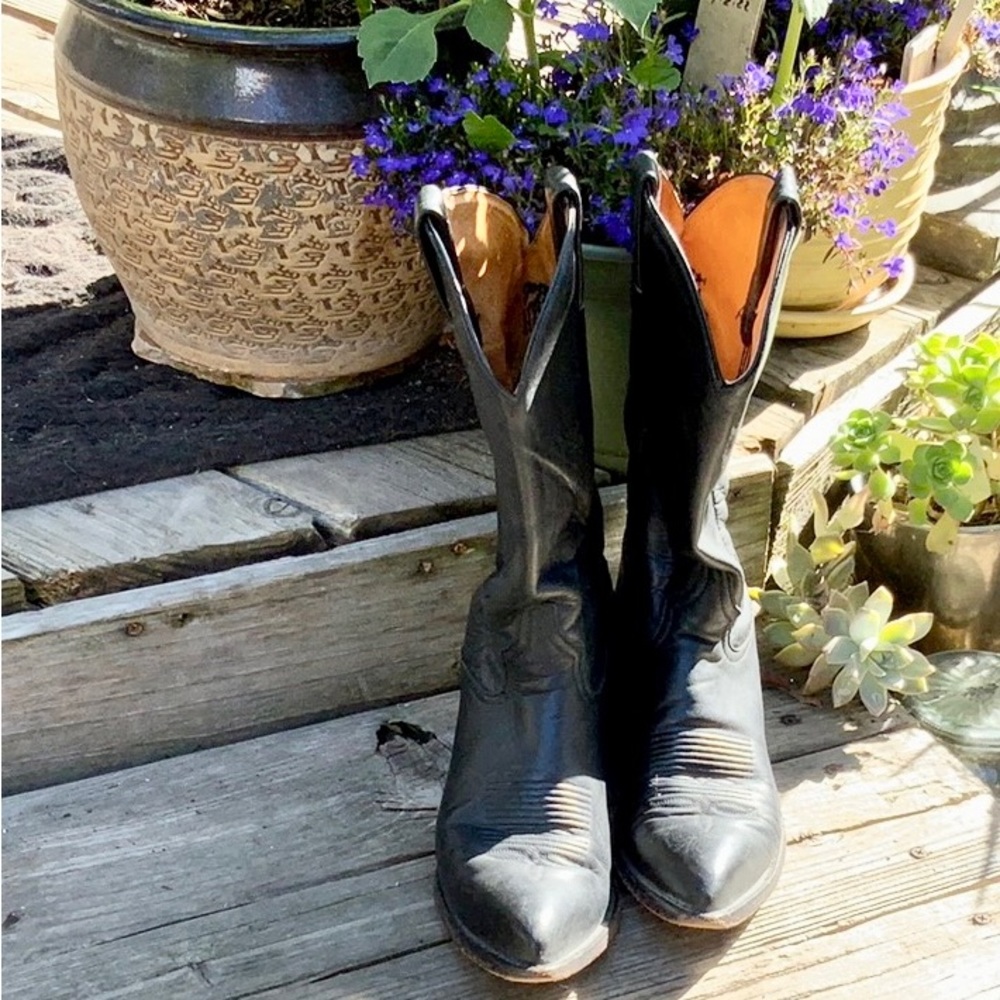 Vintage Tony Lama Black Cowboy/work boots Sz 9B Style #6158 Reg# 404910047 - Picture 2 of 16